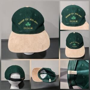 VTG House Of Ireland Dublin Green Wool Shandon Adjustable Strapback Hat Cap